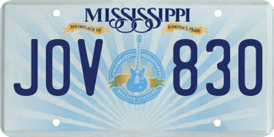 MS license plate JOV830