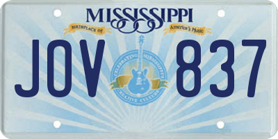MS license plate JOV837
