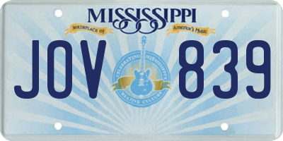MS license plate JOV839