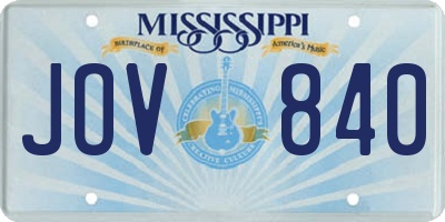 MS license plate JOV840