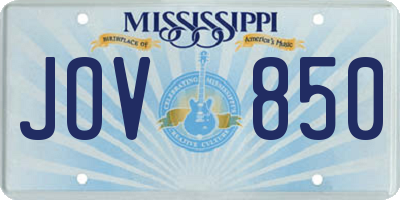 MS license plate JOV850