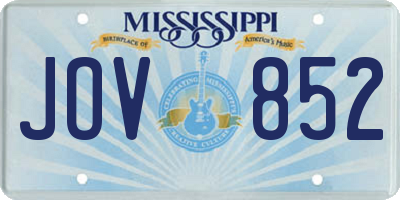 MS license plate JOV852
