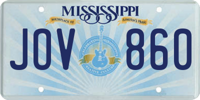 MS license plate JOV860