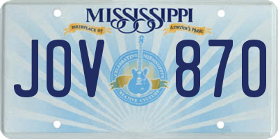 MS license plate JOV870