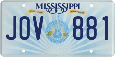 MS license plate JOV881