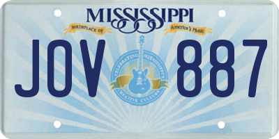 MS license plate JOV887