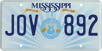 MS license plate JOV892