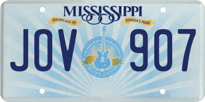 MS license plate JOV907