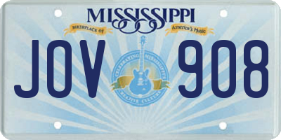 MS license plate JOV908
