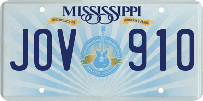 MS license plate JOV910