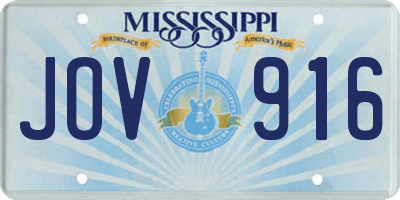 MS license plate JOV916