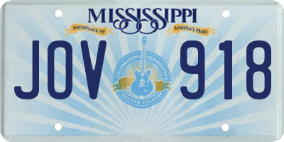 MS license plate JOV918
