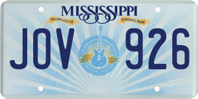 MS license plate JOV926