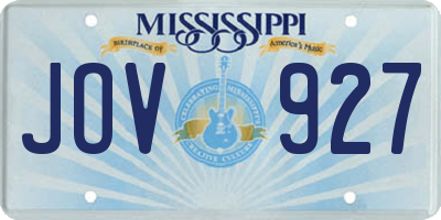 MS license plate JOV927