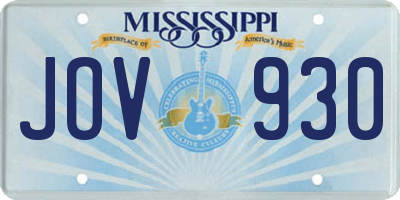 MS license plate JOV930