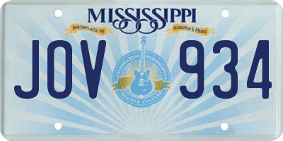 MS license plate JOV934