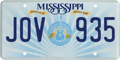 MS license plate JOV935