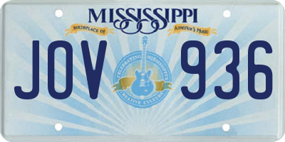 MS license plate JOV936