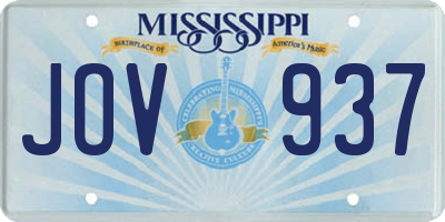 MS license plate JOV937