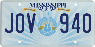 MS license plate JOV940