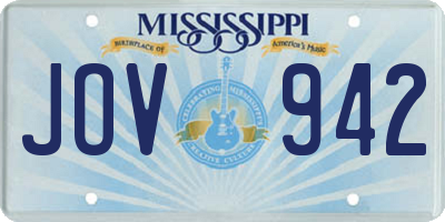 MS license plate JOV942
