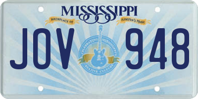 MS license plate JOV948
