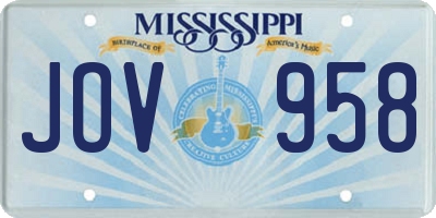 MS license plate JOV958