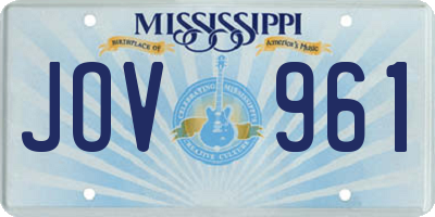 MS license plate JOV961