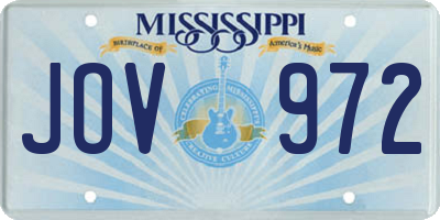 MS license plate JOV972
