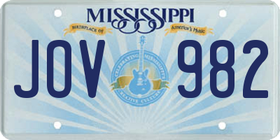 MS license plate JOV982