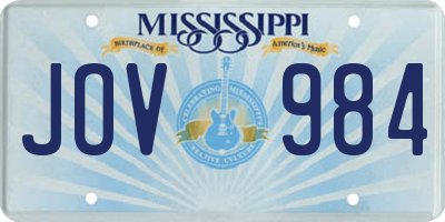 MS license plate JOV984
