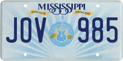 MS license plate JOV985