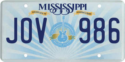 MS license plate JOV986