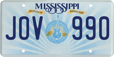 MS license plate JOV990