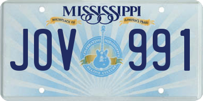 MS license plate JOV991
