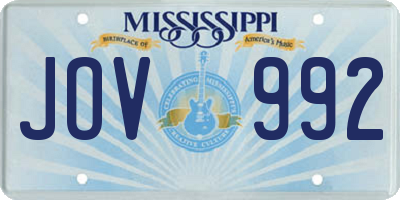 MS license plate JOV992