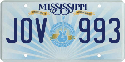 MS license plate JOV993