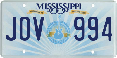 MS license plate JOV994