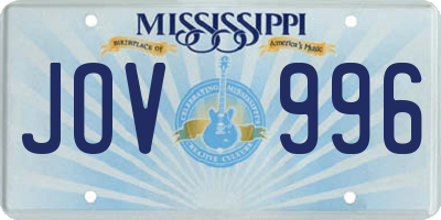 MS license plate JOV996