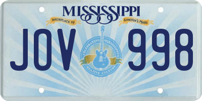 MS license plate JOV998