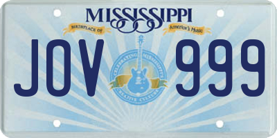 MS license plate JOV999
