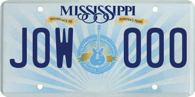 MS license plate JOW000