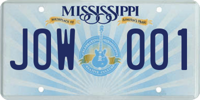 MS license plate JOW001