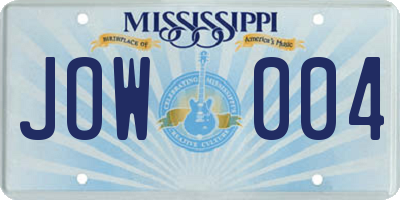 MS license plate JOW004