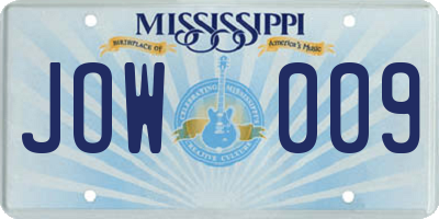 MS license plate JOW009