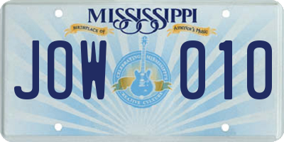 MS license plate JOW010