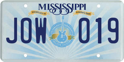 MS license plate JOW019