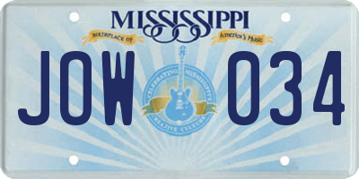 MS license plate JOW034