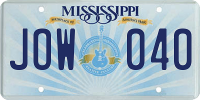 MS license plate JOW040