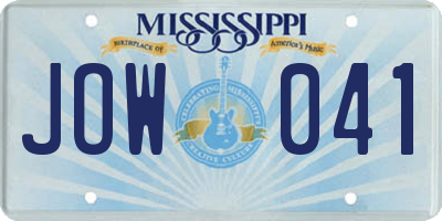 MS license plate JOW041